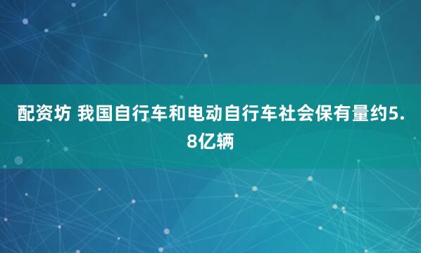 配资坊 我国自行车和电动自行车社会保有量约5.8亿辆